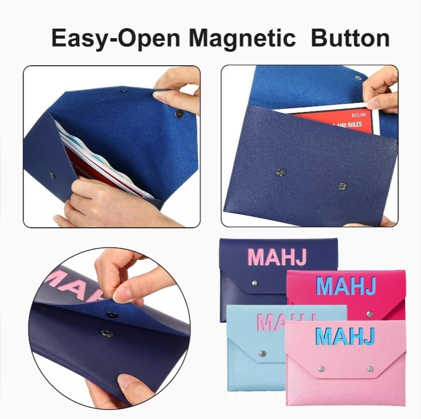 Mahjong Card Holder Pouch with Magnetic Closure, Portable Travel Bag, Multi-Color, view 3