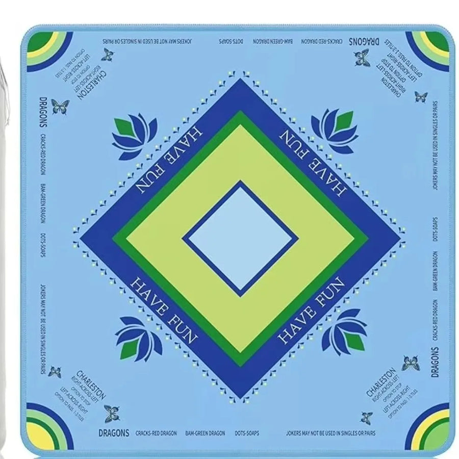 American Mahjong Mat with Charleston Markings and Bag, Square Rubber, Non-Slip, Noise Reducing
