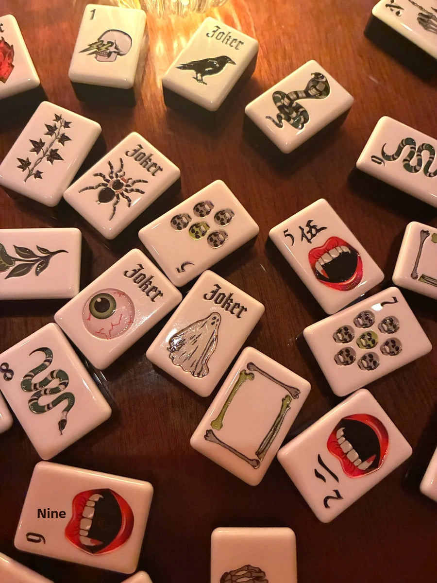 American Mahjong Set, Halloween Theme, Red Crystal Acrylic Tiles, view 2