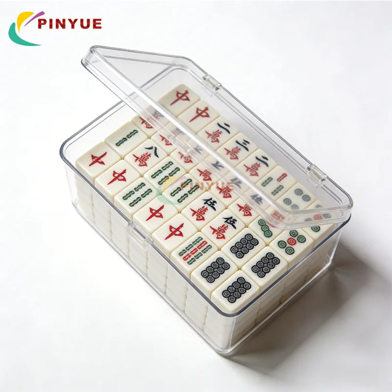 Mahjong Tile Storage Box, Clear Acrylic Display Case with Sliding Lid