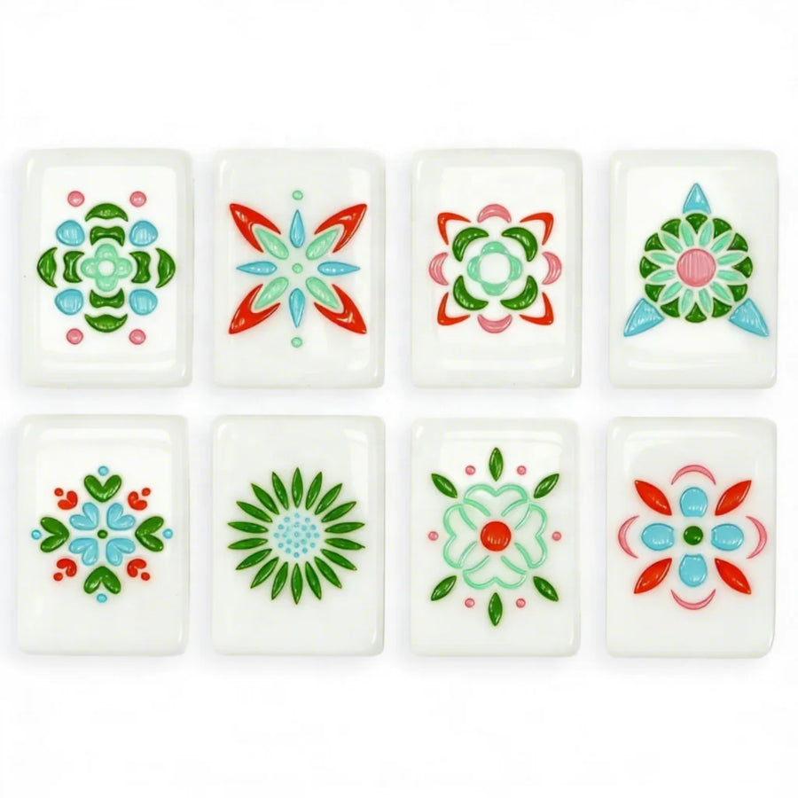 American Mahjong Tile Set, Single Layer Acrylic, Jade Jelly, Palm Springs Minimal Botanical Line