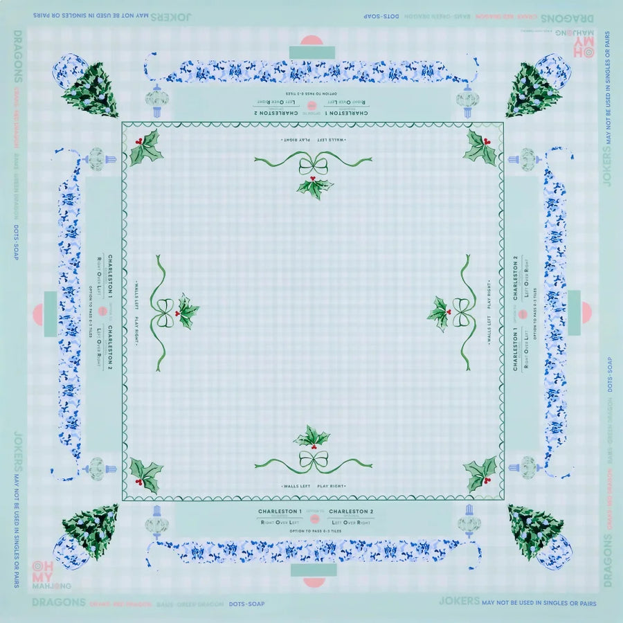 American Mahjong Mat, 33 x 33 Inch Neoprene, Non-Slip, Pink Leopard and Palm Scarf Print