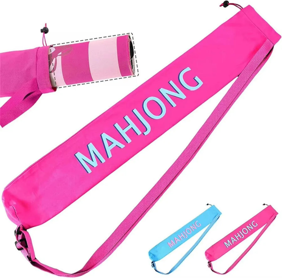 American Mahjong Mat Carry Bag, MAHJONG Print, Drawstring with Adjustable Strap, Foldable