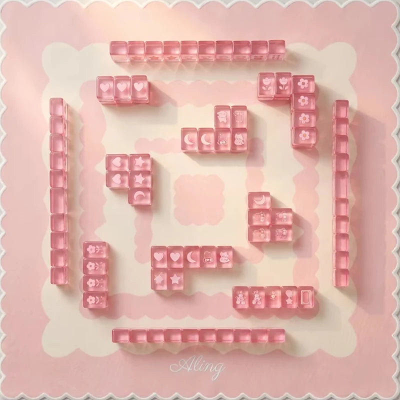 Mahjong Game Mat, 31.5 x 31.5 Inch (80 cm) Foldable Rubber, Pink Lines Design, view 6
