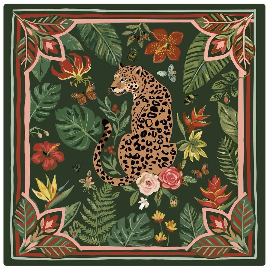 Mahjong Mat, 33 Inch Neoprene, Pink Leopard and Tiger Jungle Animal Print