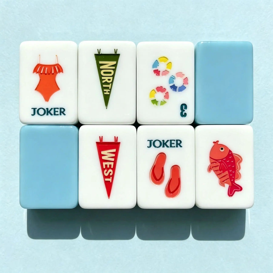 American Mahjong Set, 4 Layer Light Blue Acrylic Tiles, Complete Set, view 2