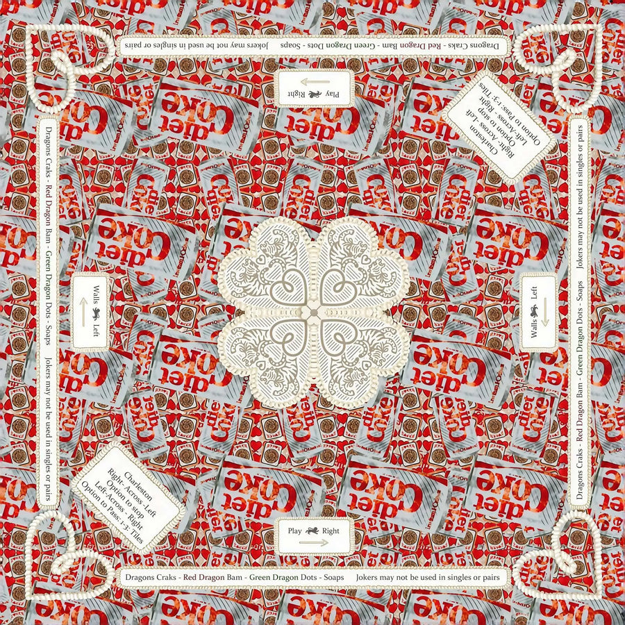 American Mahjong Mat, 33 x 33 Inch Neoprene, Non-Slip, Pink Leopard and Palm Scarf Print