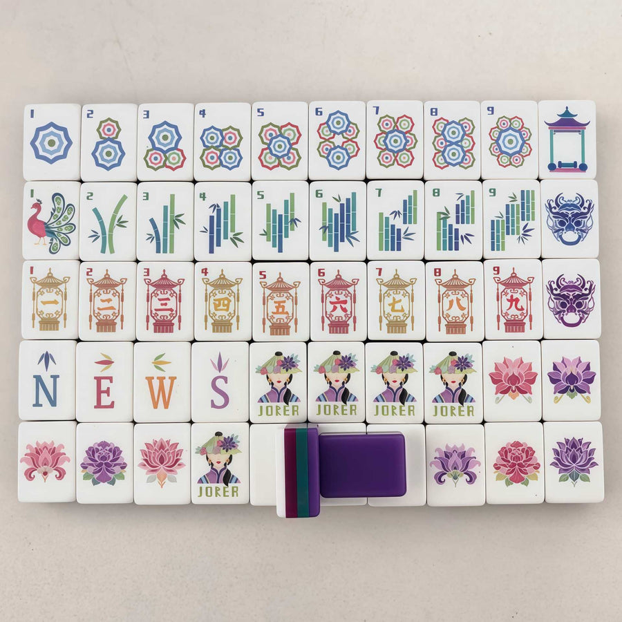 American Mahjong Tile Set, Acrylic Tiles, Purple, for Beginners, view 3