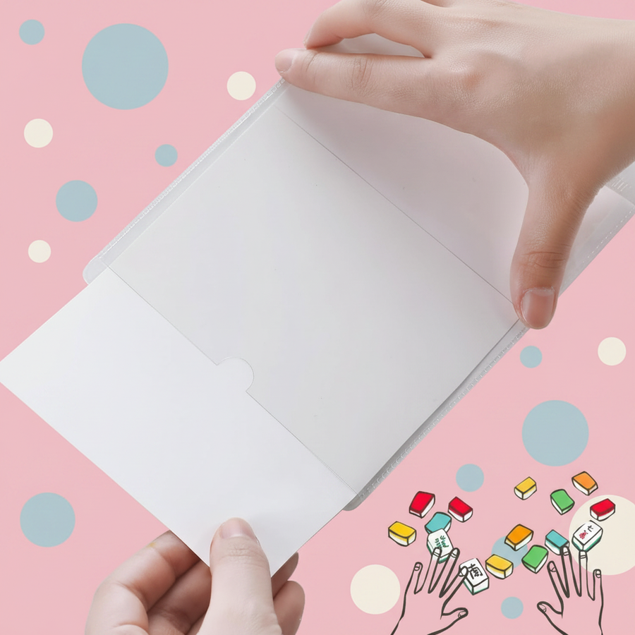 Mahjong Card Protector Covers, Set of 4, Clear Plastic, 6 1/8 x 4 3/4 Inch Large Card, view 3