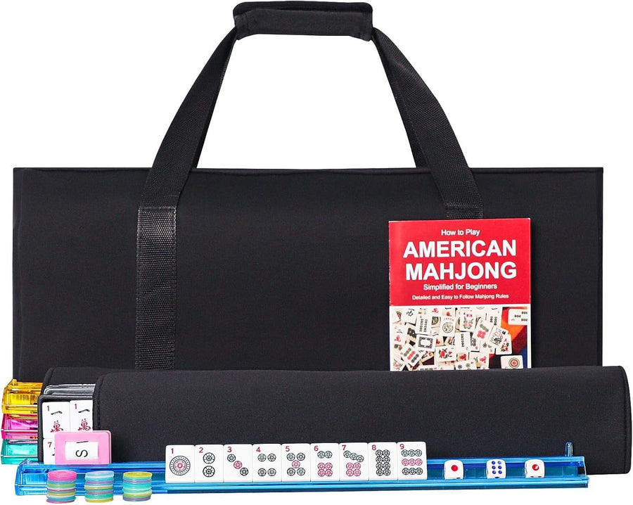 Mahjong Set, 166 Melamine Tiles, Canvas Tote Bag, Wind Indicator, for 4 Players, view 6
