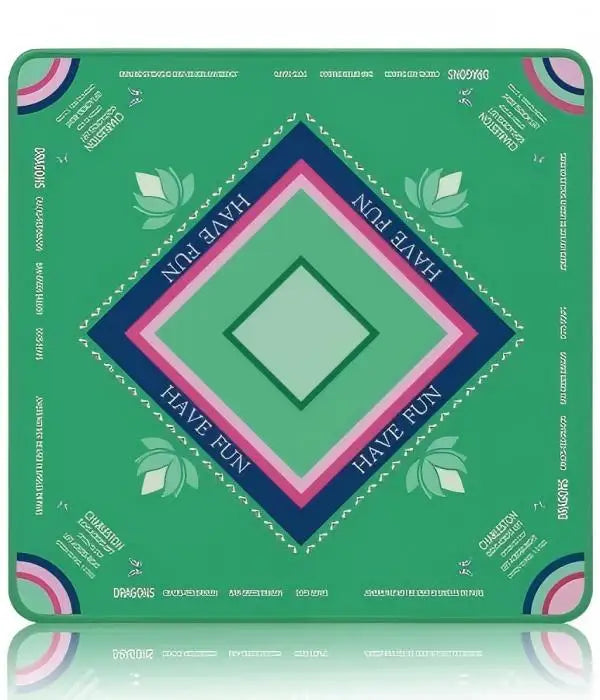 Mahjong Table Mat, Rubber Tablecloth for Mahjong Tiles, Emerald Green Pattern, view 5