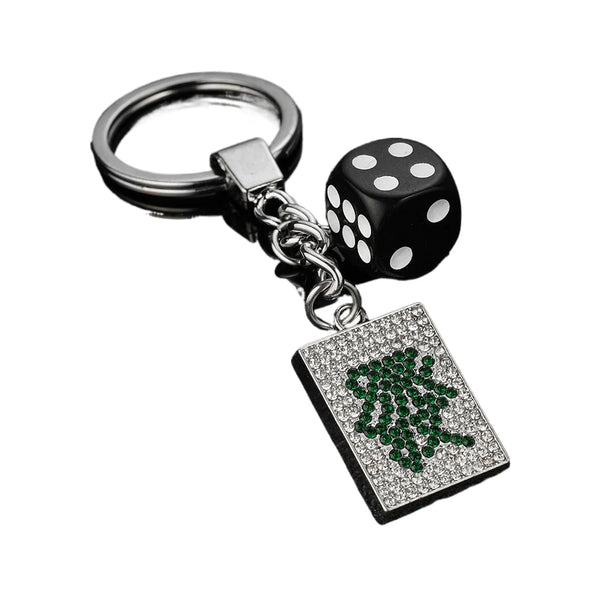 Mahjong Keychain, Square Mahjong Tile with Red Chinese Character, Hip Hop Style