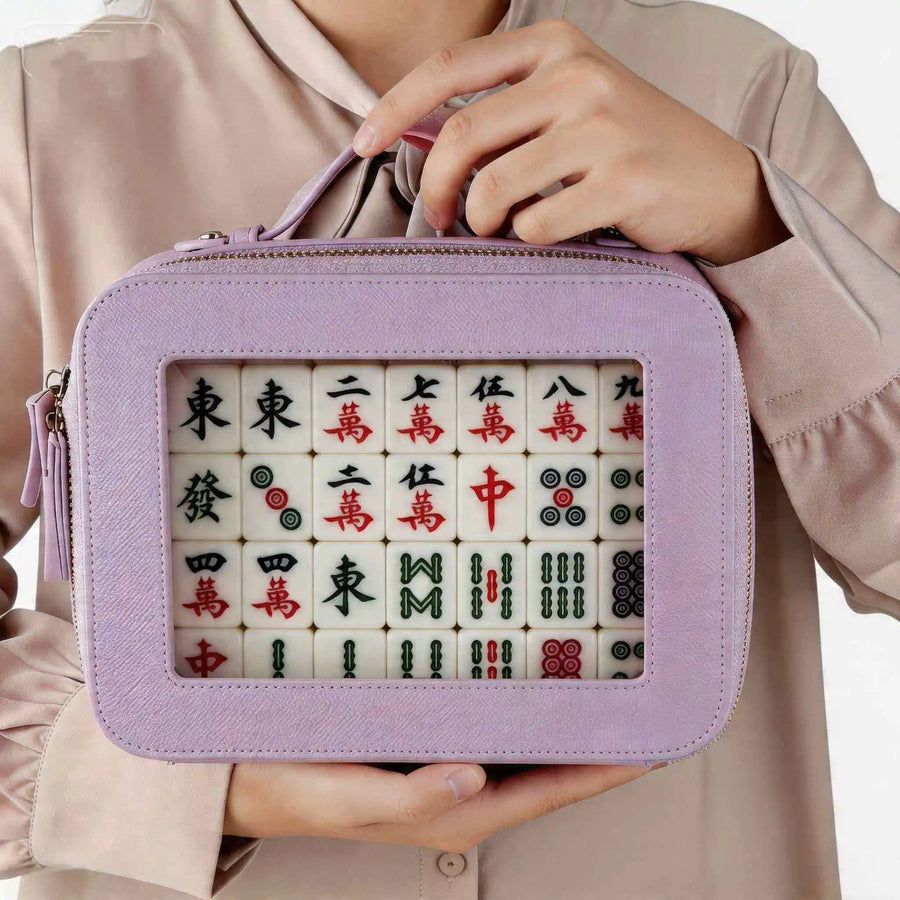 Mahjong Tote Bag, Large Transparent PU Waterproof Tote, Minimalist Design, view 10