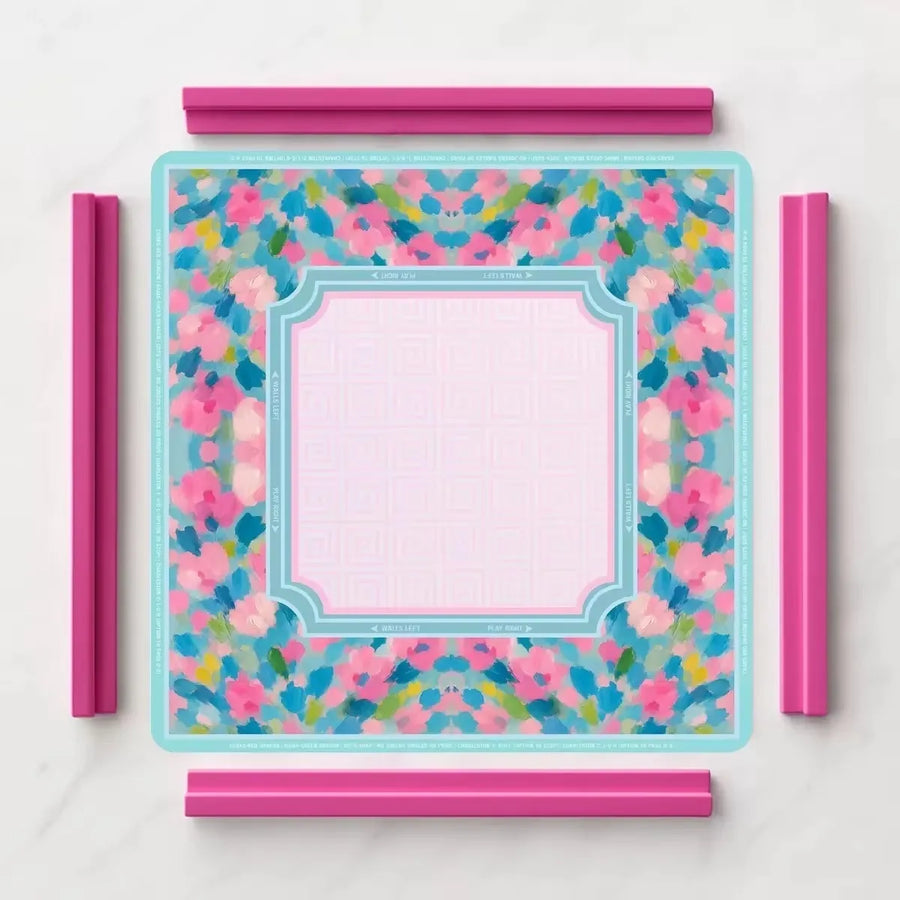 American Mahjong Mat with Storage Bag, Square Rubber, Non-Slip, Noise Reducing, Pink Bow, view 9