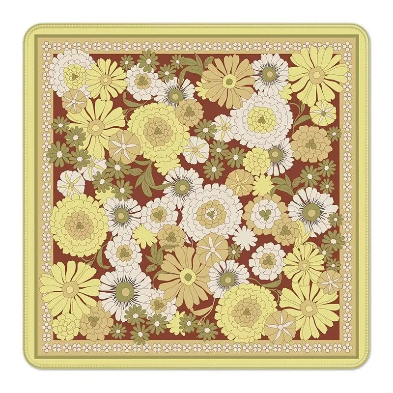 American Mahjong Mat with Printed Game Layout, Stitched Edge Square Natural Rubber, Non-Slip