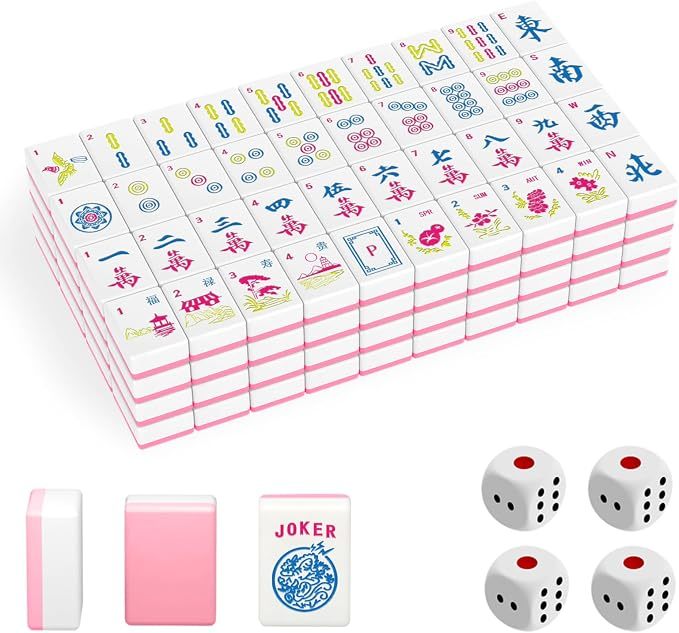 American Mahjong Tile Set, 166 Melamine Tiles with 4 Dice, Scratch Resistant, Tiles Only