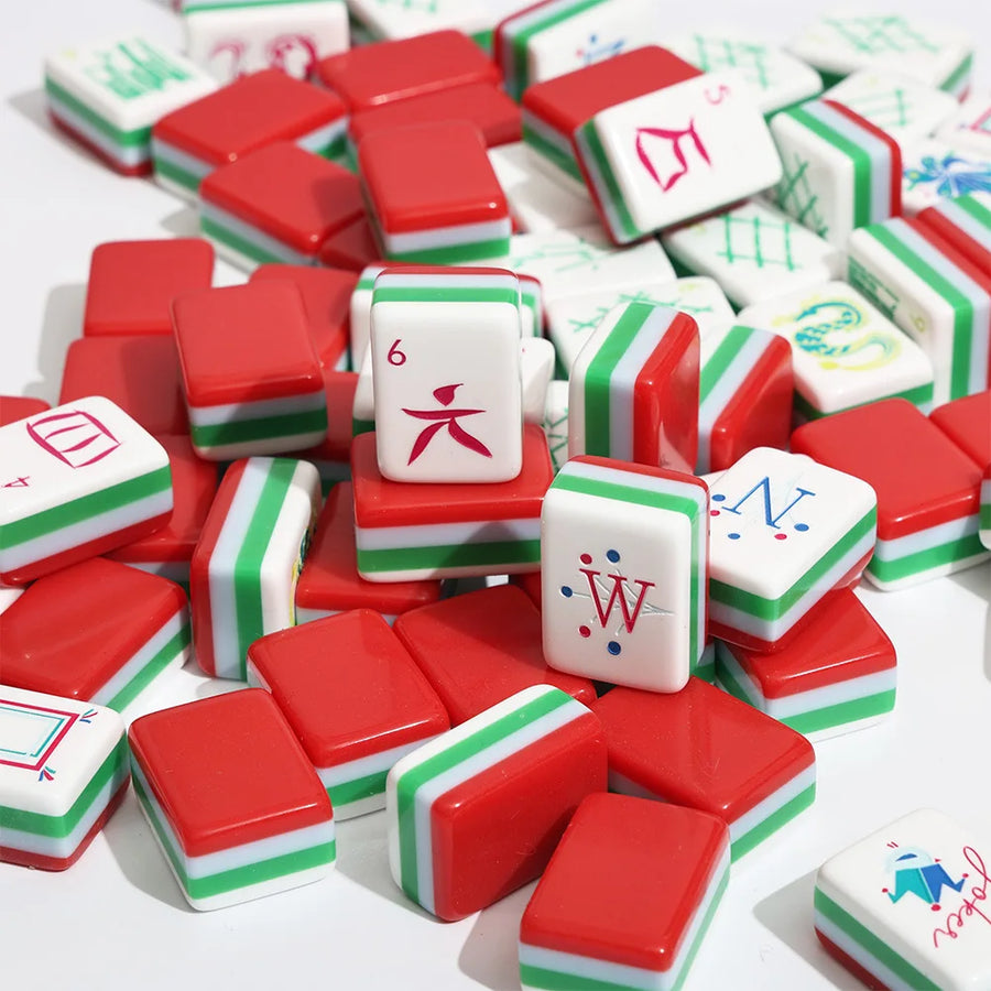 American Mahjong Tile Set, Four-Color Spliced Acrylic, Multicolor Tiles, view 3
