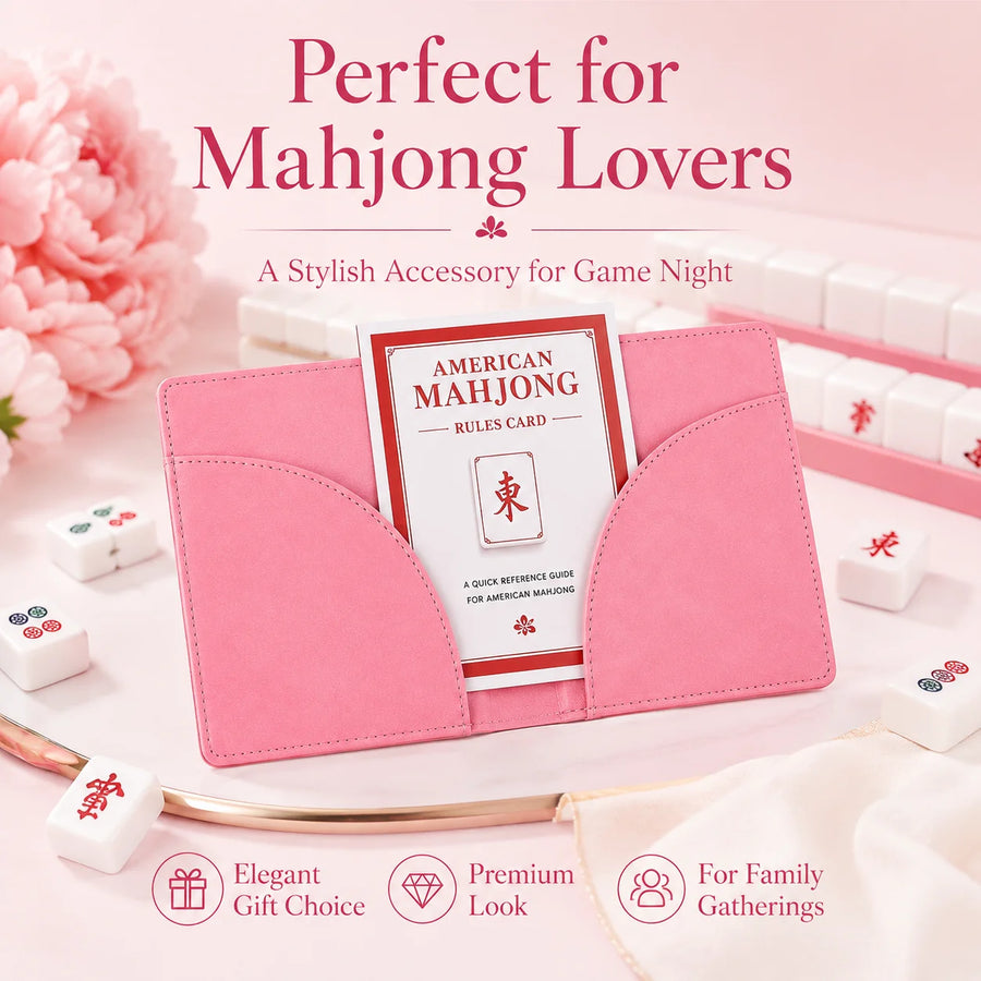 American Mahjong Rule Card Holder, Faux Leather Storage Case, Portable Organizer for Travel, view 6