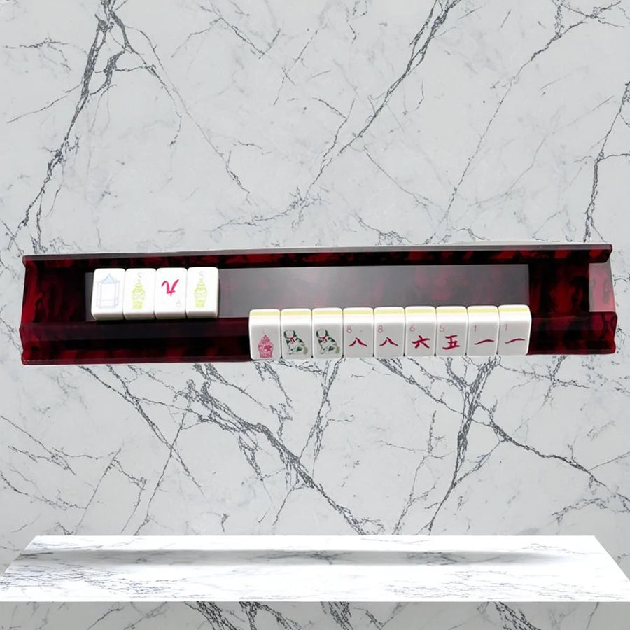 American Mahjong Racks with Pushers, 20 Inch Foldable Acrylic, Flat or Scalloped Edge, view 8