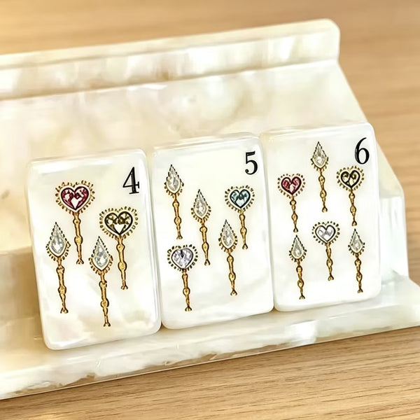 American Mahjong Set, Diamond Pearl Shell Style Tiles, Portable