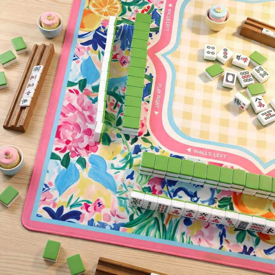 Mahjong Mat, Square Natural Rubber, Non-Slip, Noise Reducing, Modern Floral Design, view 5