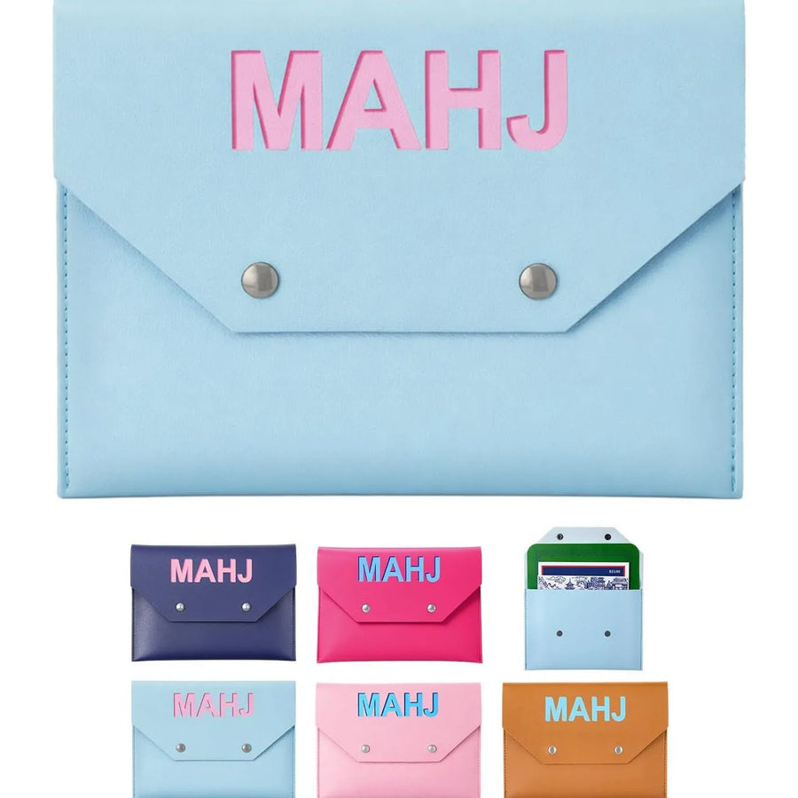 Mahjong Card Holder with Magnetic Buckle, Rules Card Organizer Bag, view 2