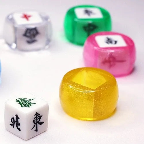 Mahjong Wind and Dot Dice Set, 22mm, East South West North Zhong Fa, view 4