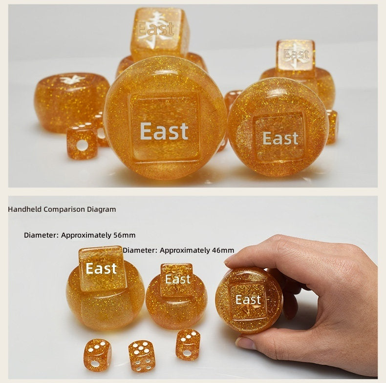 Mahjong Wind Dice, 4 Piece Polyhedral Resin Dice Set, Golden Color, view 5