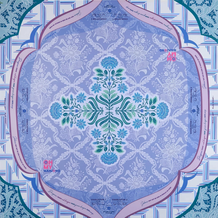 American Mahjong Mat, 33 x 33 Inch Neoprene, Non-Slip, Pink Leopard and Palm Scarf Print, view 3
