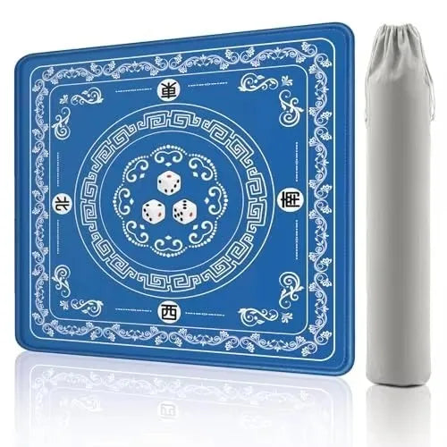 American Mahjong Mat with Charleston Markings and Bag, Square Rubber, Non-Slip, Noise Reducing