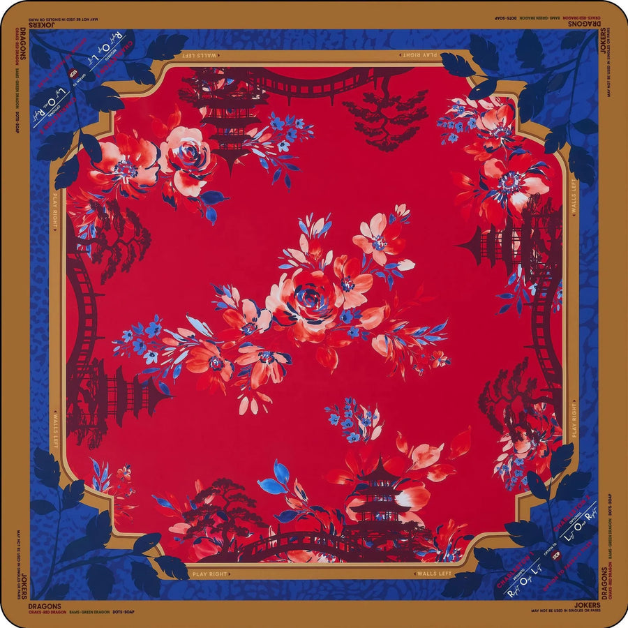 American Mahjong Mat, Rubber, Noise Reducing, Abstract Coral Sea Floral Pattern, view 4