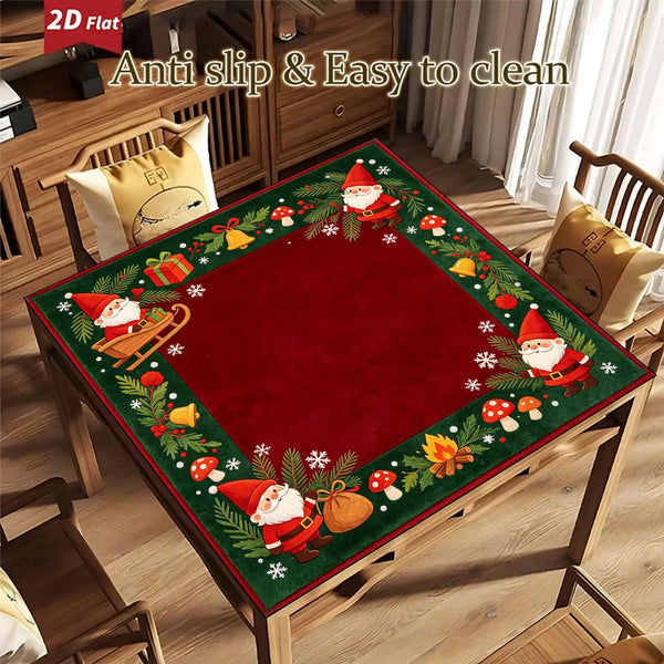 Christmas Mahjong Mat, Natural Rubber, Non-Slip, Noise Reducing, Water Resistant