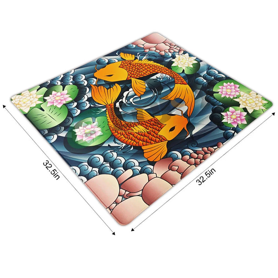 American Mahjong Mat, Foldable Waterproof Rubber, Koi Fish Design, view 5