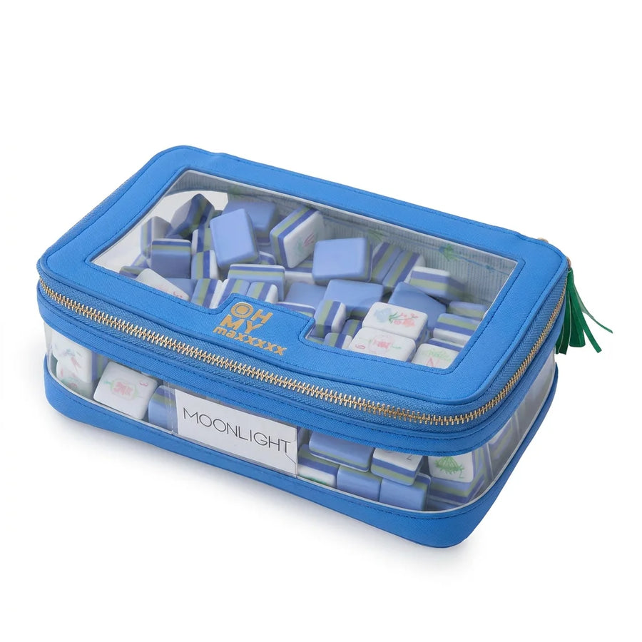 Mahjong Storage Bag, Clear PVC with Zipper and Fringed Handle, Portable Travel Bag, Multicolor, view 9