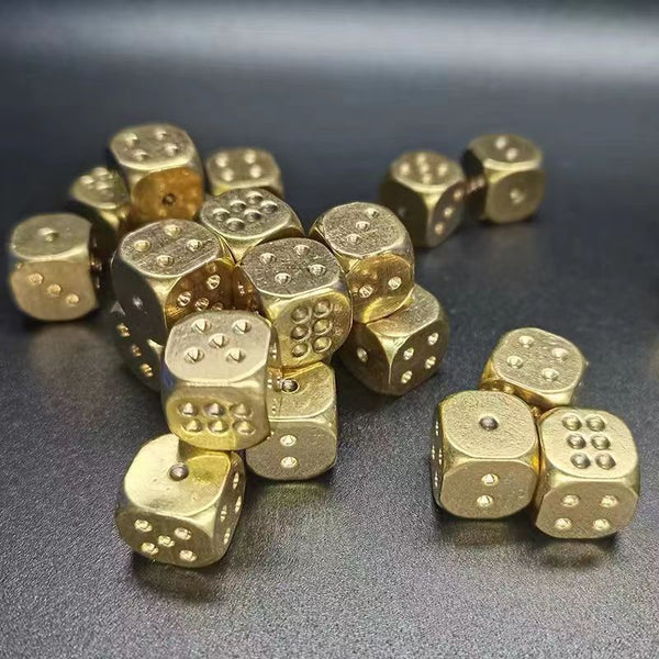 Mahjong Dice, Polished Solid Brass Square Dice, Metal Dice Ornament