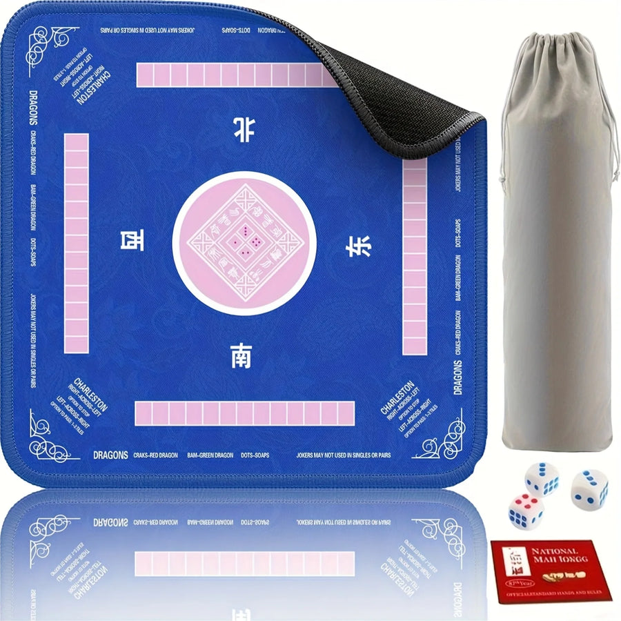 Mahjong Mat with Storage Bag, Non-Slip, Noise Reducing Table Cover for Party Games, view 7