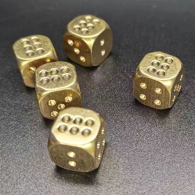 Mahjong Dice, Polished Solid Brass Square Dice, Metal Dice Ornament, view 4
