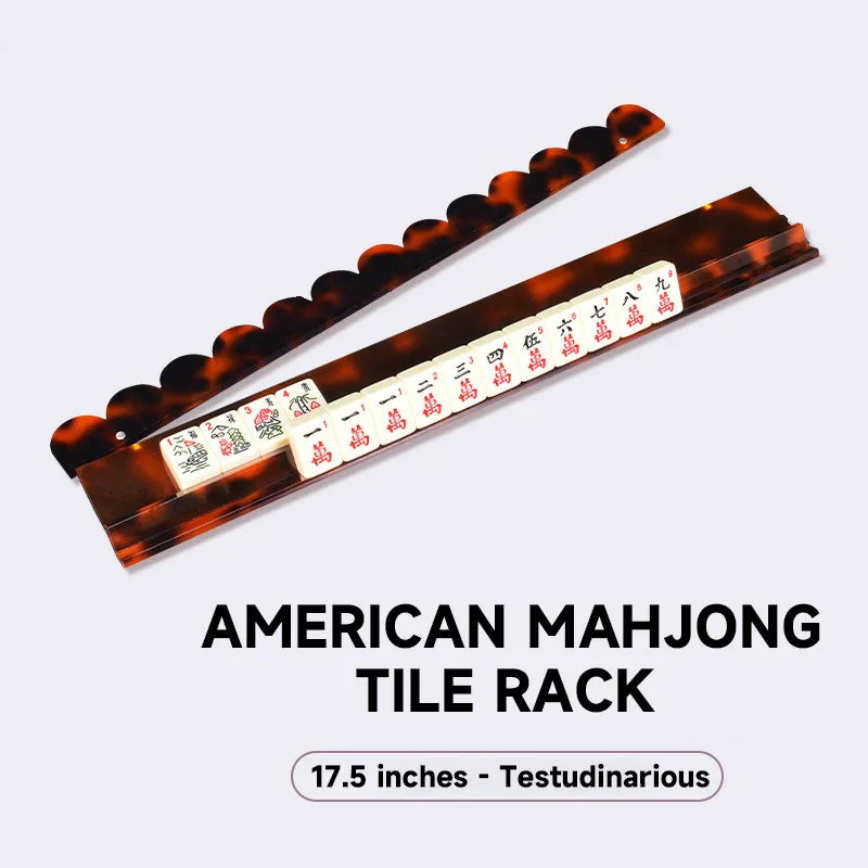 American Mahjong Racks and Pushers for 4 Players, Foldable Portable Tortoiseshell Acrylic, view 7