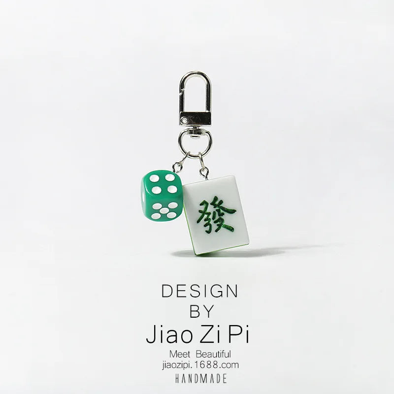 Mahjong Keychain, Red Dragon Tile Pendant, Bag Charm for Backpacks, view 8