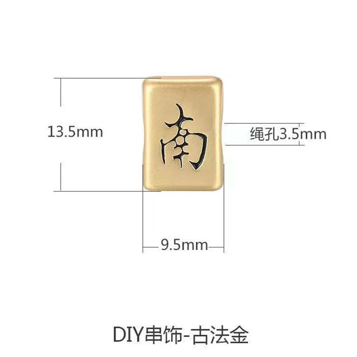 Mahjong DIY Loose Beads for Bracelets and Necklaces, East South West North Zhong Fa, White, view 9