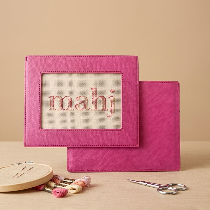 Self-Finishing Needlepoint Mahjong Card Holder, PU Leather, DIY Embroidery, with Sticker, view 3
