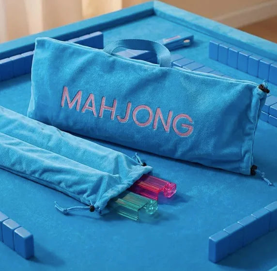 American Mahjong Set Storage Bag, Double-Sided Fleece Drawstring Tote, Large Capacity