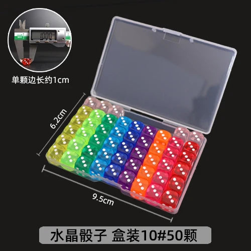 Mahjong Dice, Transparent Multi-Color Crystal Acrylic Square Dice, Boxed, view 8