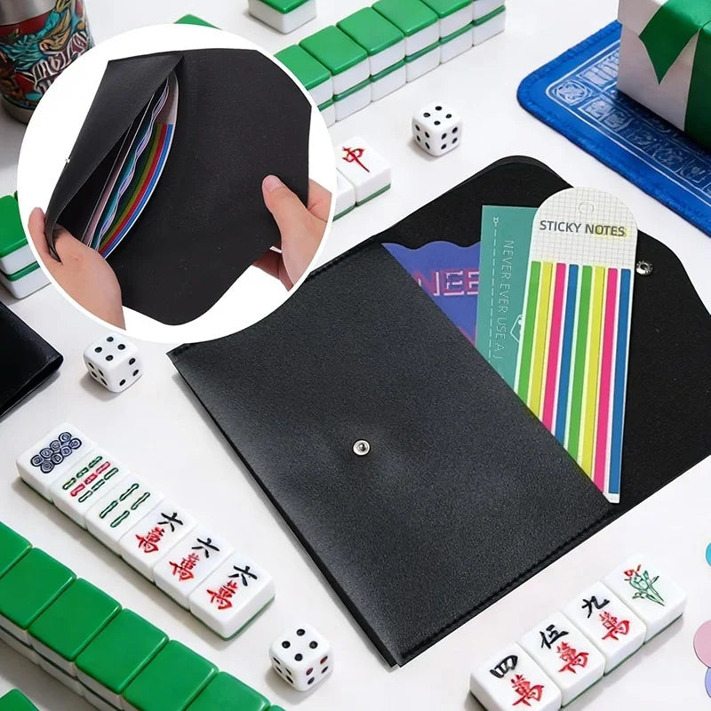 American Mahjong Card and Dice Organizer Case, PU Leather Accessory Pouch, view 4