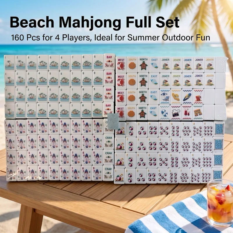 American Mahjong Set, 160 Tiles, 4 Layer, Beach Theme, Complete Set, view 5