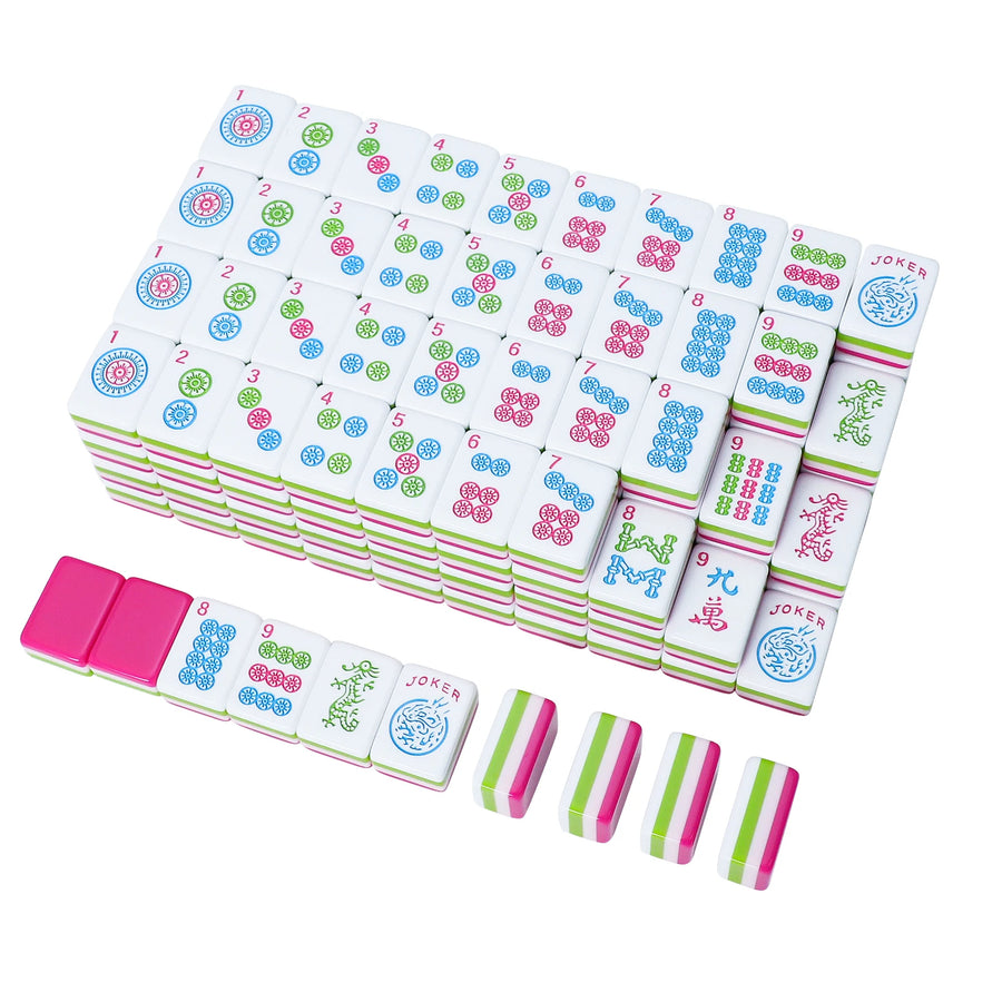 American Mahjong Tiles, 160 Pieces, Layered Green Acrylic, Spring Floral Bloom Design