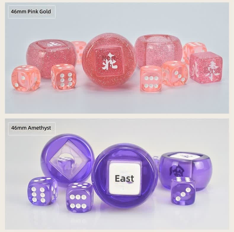 Mahjong Wind Dice, 4 Piece Polyhedral Resin Dice Set, Golden Color, view 4