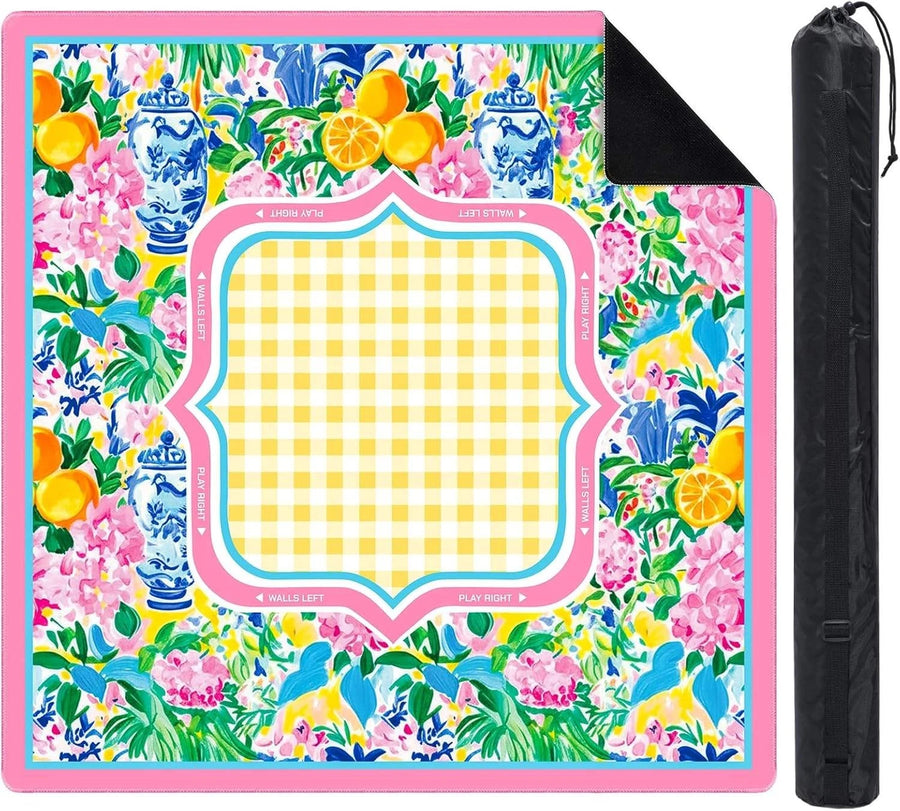 Mahjong Mat, Square Natural Rubber, Non-Slip, Noise Reducing, Modern Floral Design, view 2