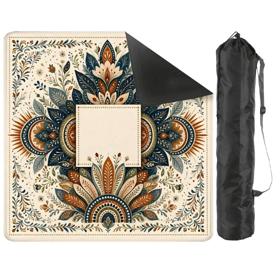 American Mahjong Mat with Storage Bag, Neoprene, Non-Slip, Noise Reducing, Boho Mandala Floral