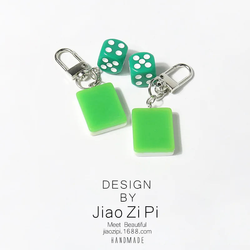 Mahjong Keychain, Red Dragon Tile Pendant, Bag Charm for Backpacks, view 4